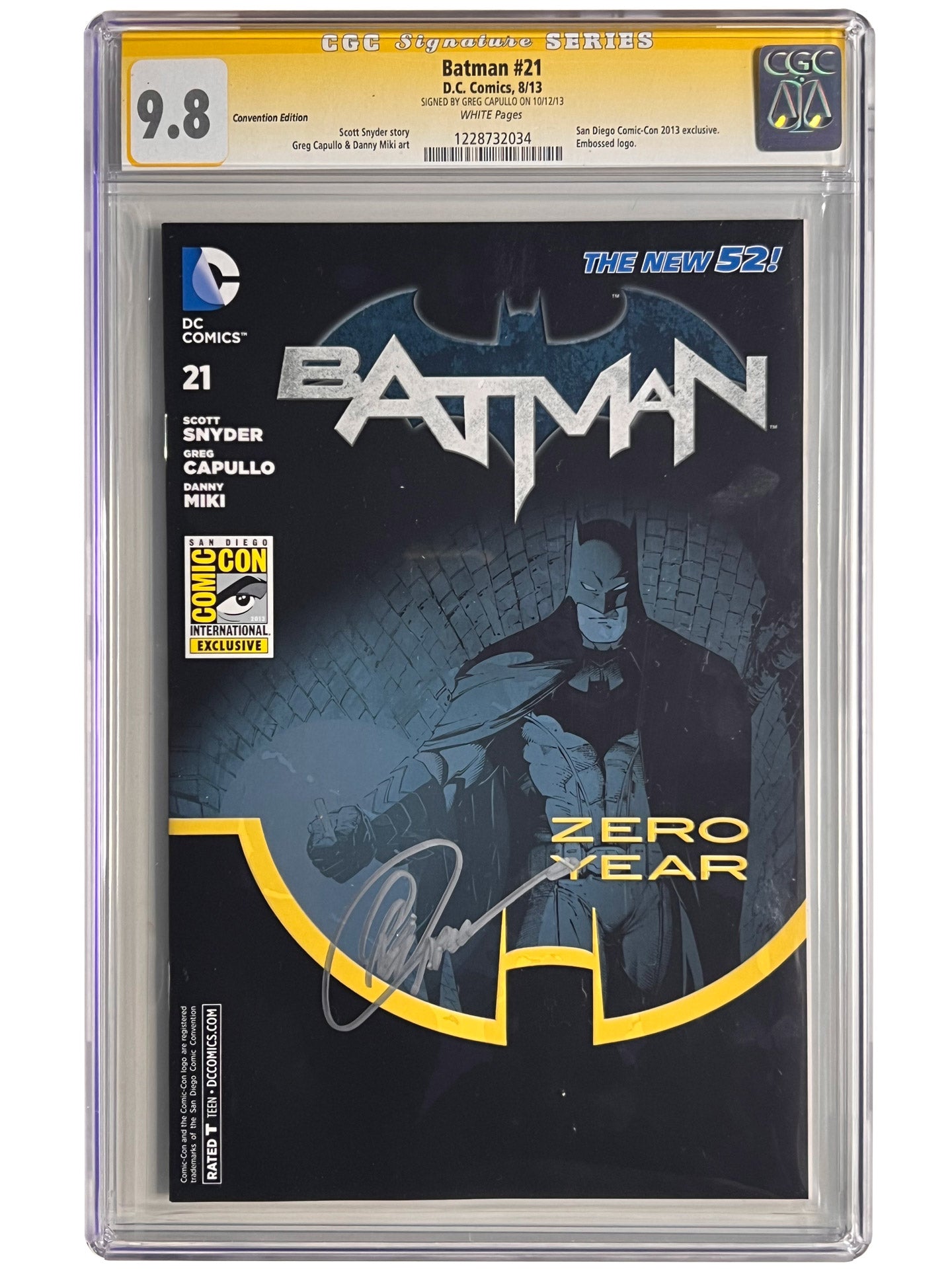 Batman #21 CGC SS 9.8 SDCC 2013 Exclusive Signed Capullo 1st App Duke Thomas