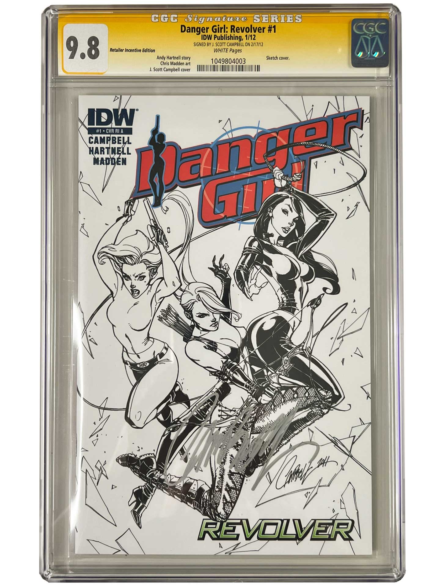 Danger Girl: Revolver #1 1:25 Retailer Incentive J. Scott Campbell Sketch Variant CGC 9.8
