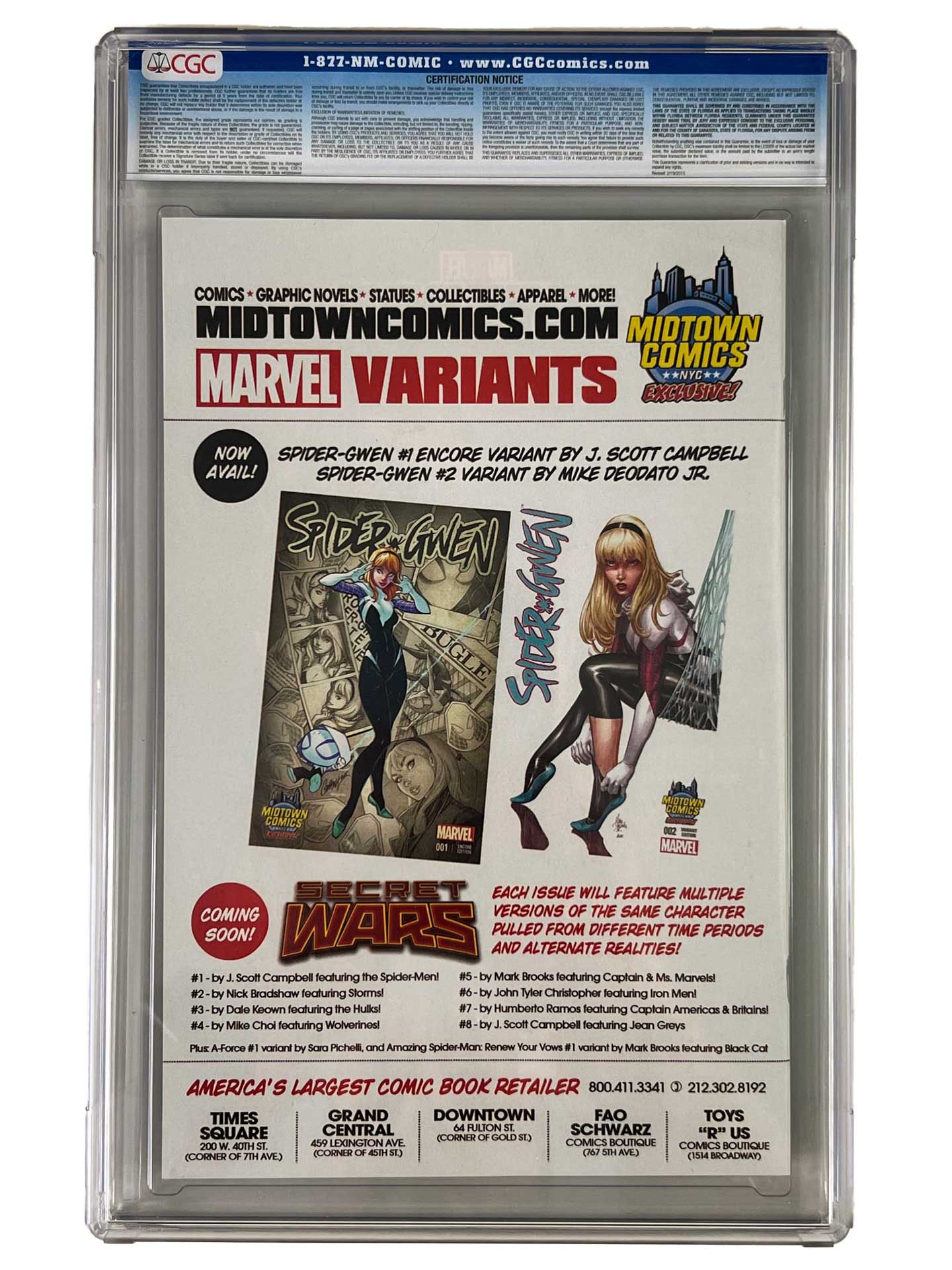 Gwenpool Special #1 J Scott Campbell Variant CGC 9.8