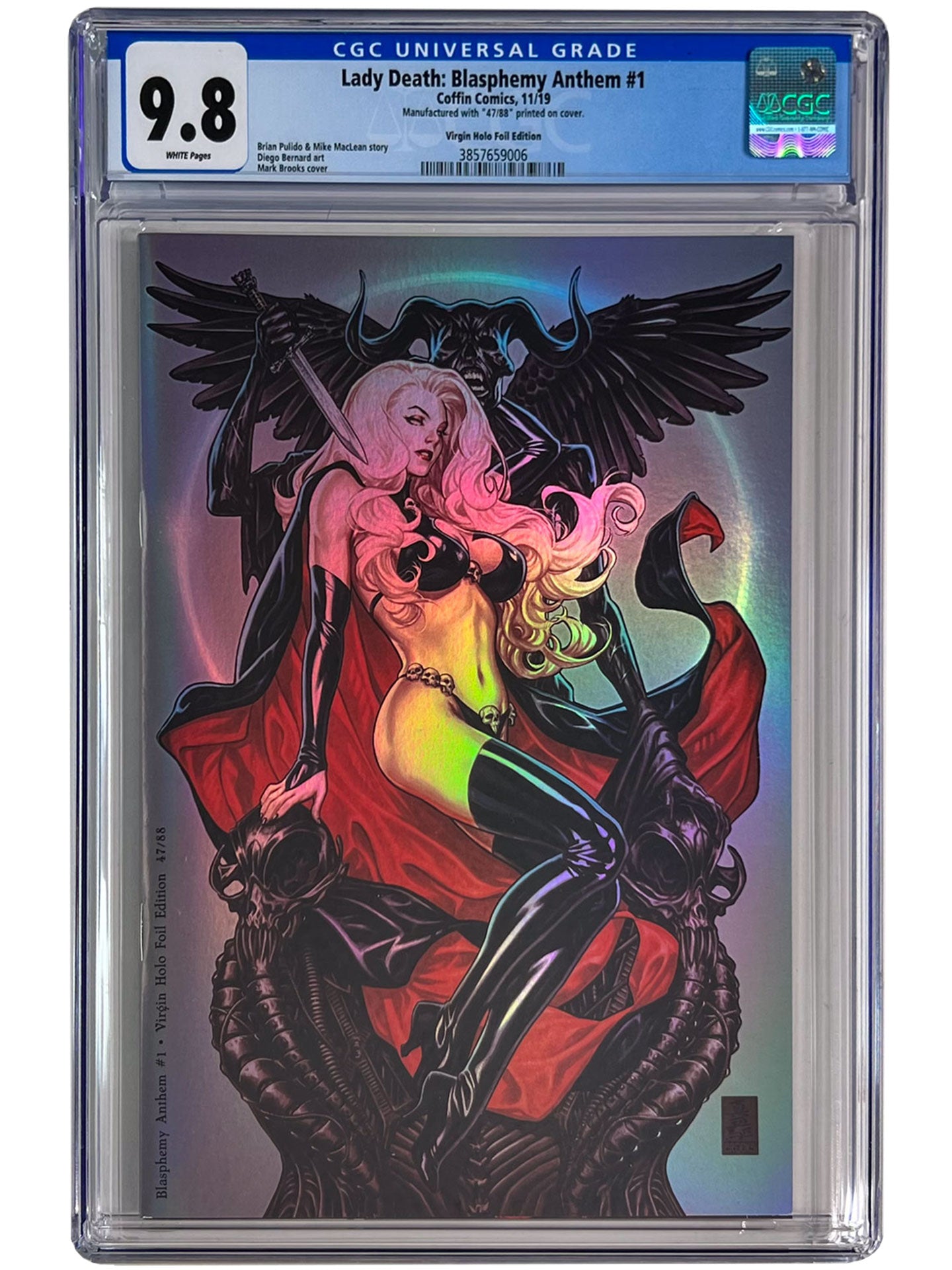 Lady Death: Blasphemy Anthem #1 Mark Brooks Legend Virgin Holo Foil CGC 9.8