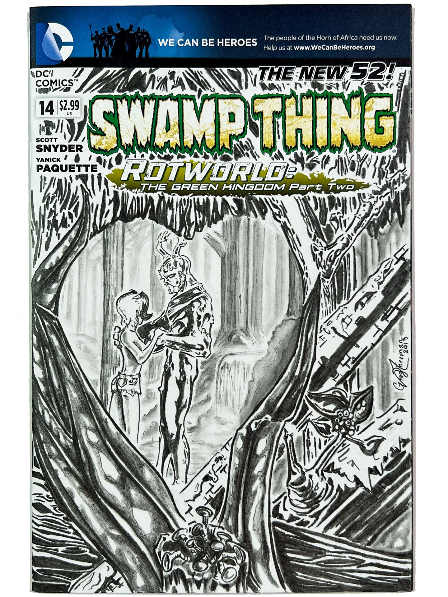 Swamp Thing #14 Blank Variant with Greg Freeman Original Sketch Art NM