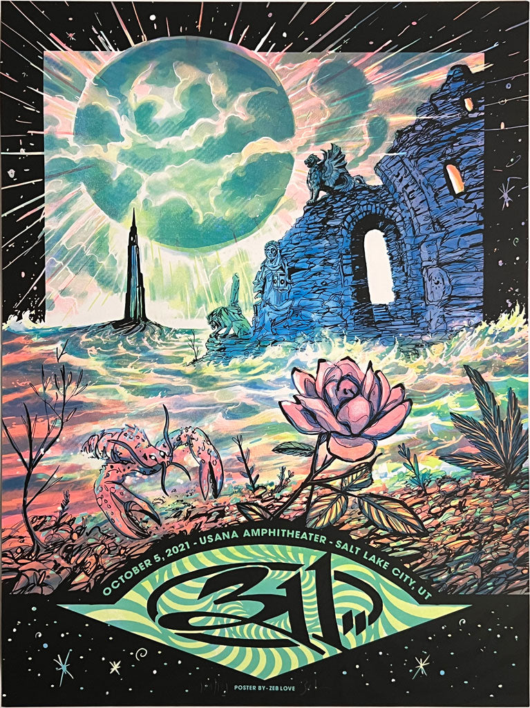 311 Salt Lake City, UT 2021 Usana Amp Concert Poster by Zeb Love Signed #129/131