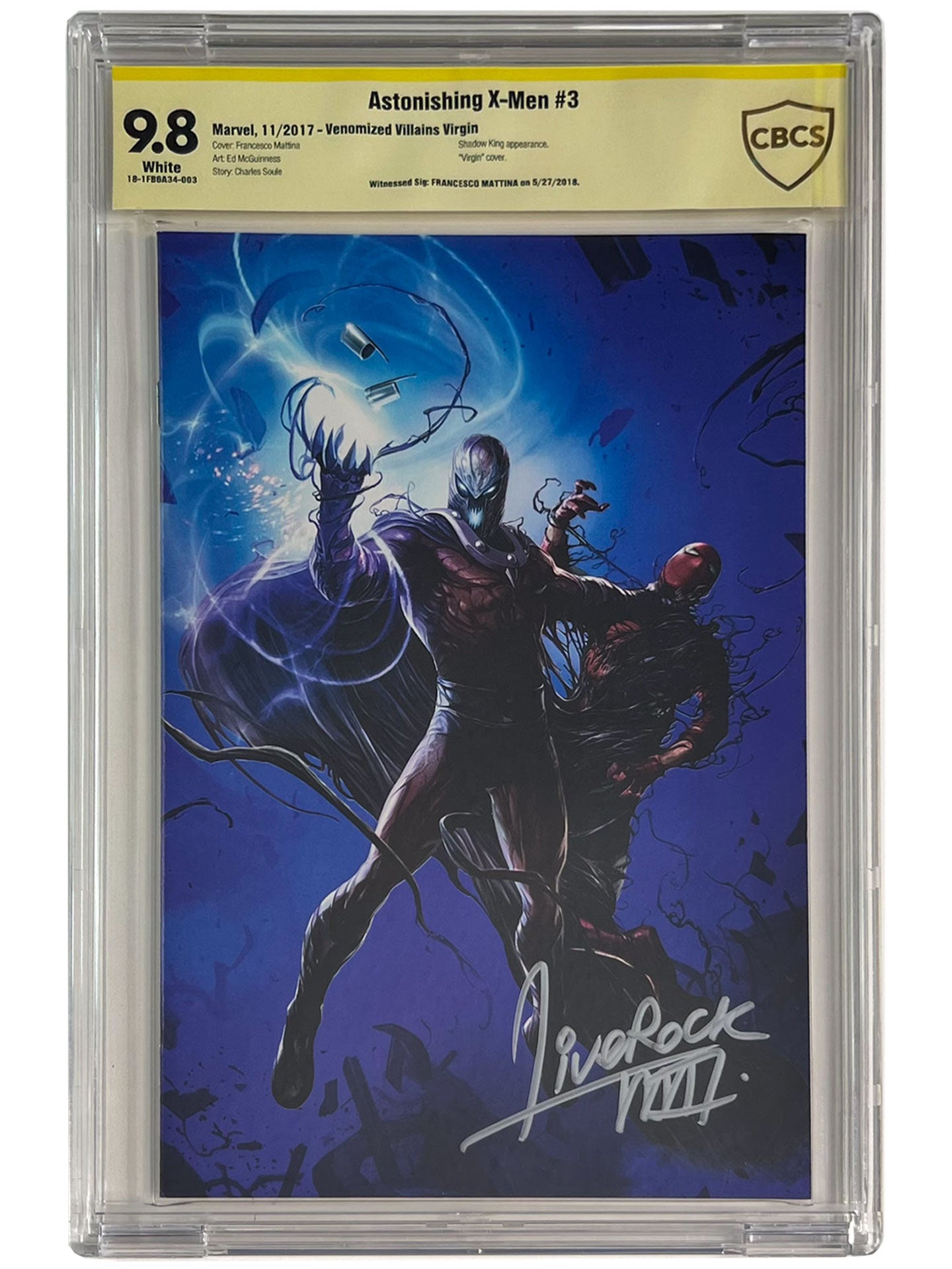 Astonishing X-Men #3 Venomized Villains Blue Error Virgin Variant CBCS SS 9.8 Signed by Mattina