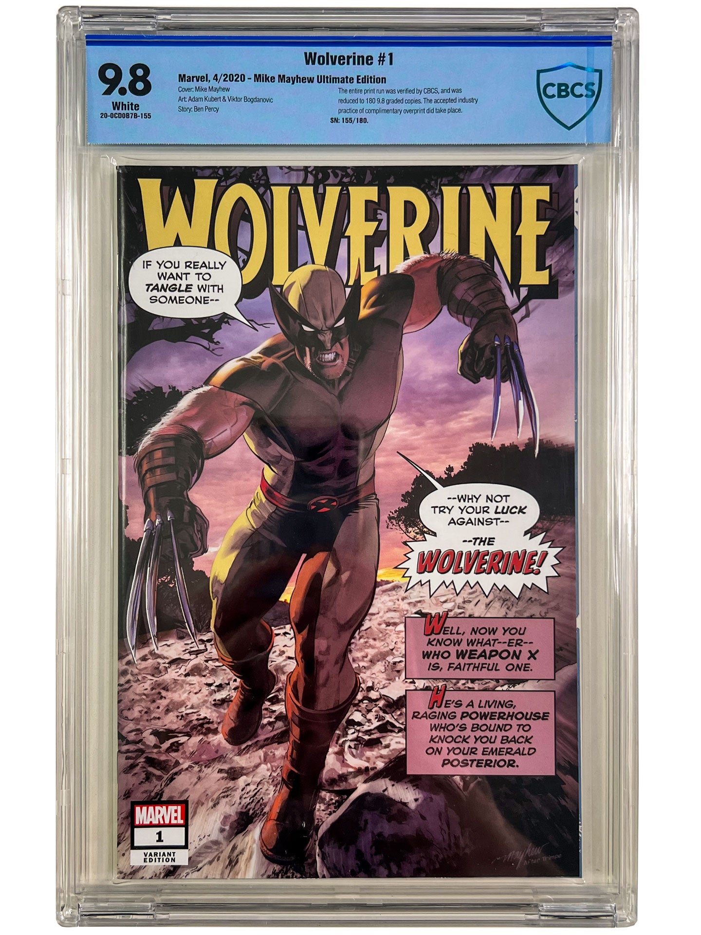 Wolverine #1 Mayhew Ultimate Edition CBCS 9.8 LTD 180 Hulk 180 Homage w/COA