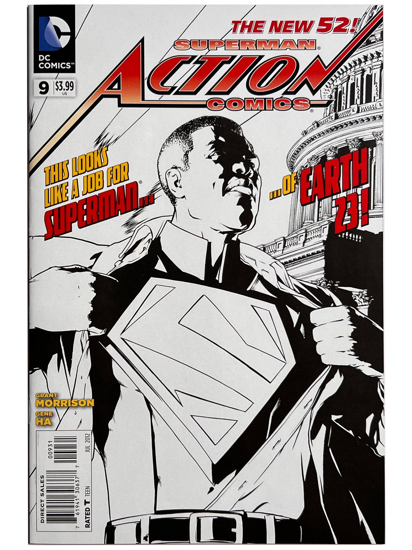Action Comics #9 1:200 B&W Variant NM 1st Calvin Ellis Superman HTF Limited