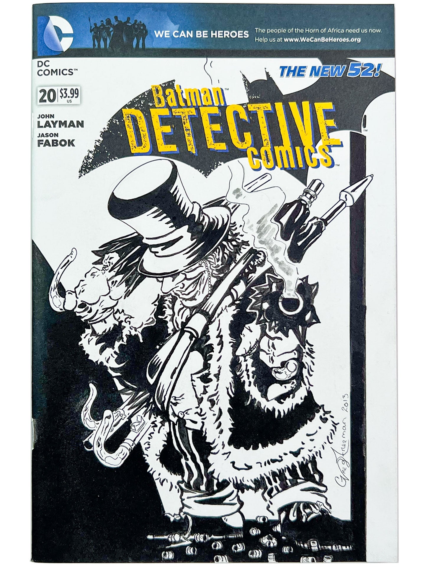 Detective Comics #20 Blank Variant with Greg Freeman Original Sketch Wraparound NM