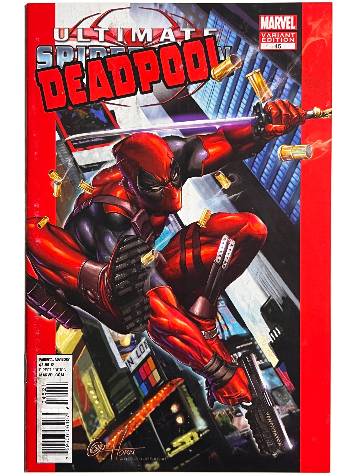 Deadpool #45 1:50 Greg Horn Variant 1st Evil Deadpool 2011 ASM 300 Homage