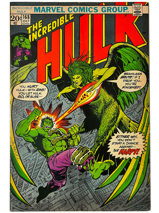 Incredible Hulk #168 1st App Harpy (Betty Ross) 1973 F+ 6.5