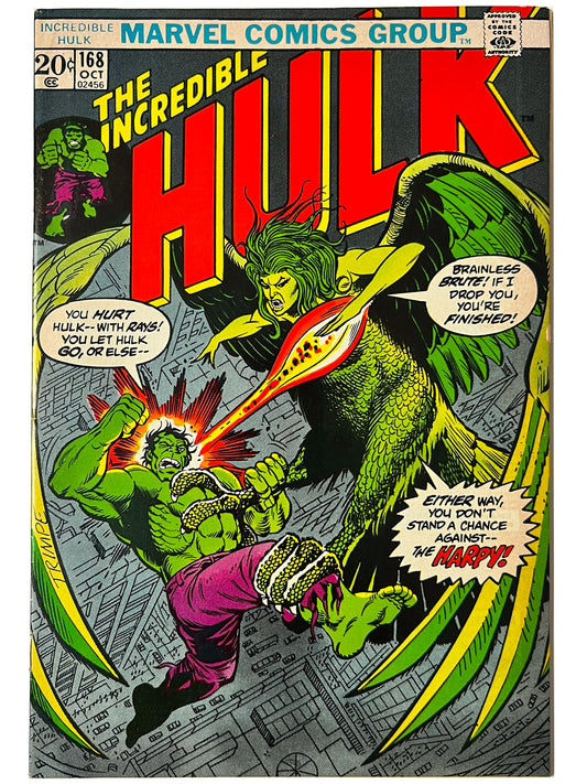 Incredible Hulk #168 1st App Harpy (Betty Ross) 1973 VF- 7.5