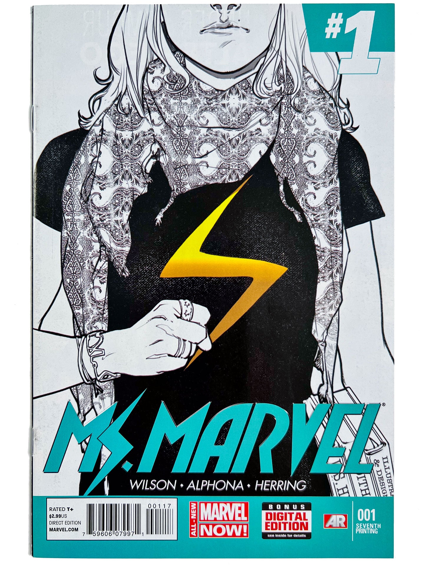 Ms. Marvel #1 7th Seventh Print Black and White Sketch Variant 2014