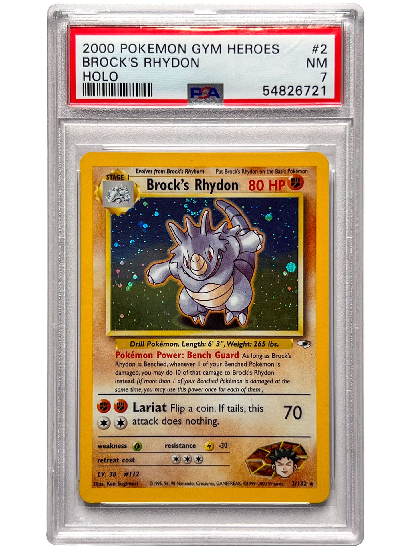 Pokemon Brock's Rhydon Gym Heroes 2000 002/132 Holo Rare PSA 7