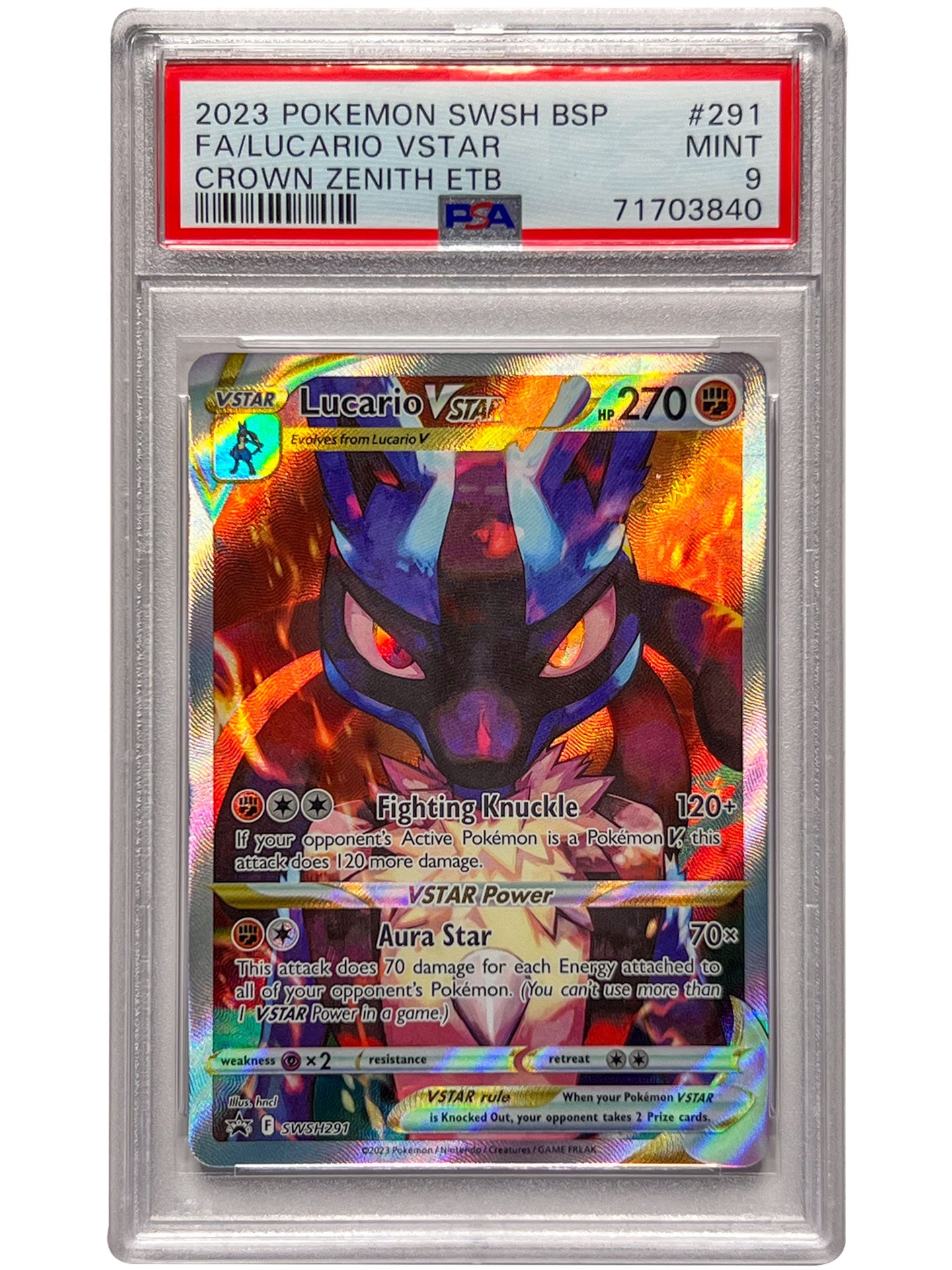 Pokemon Lucario VSTAR Black Star Promo SWSH291 Crown Zenith ETB PSA 9