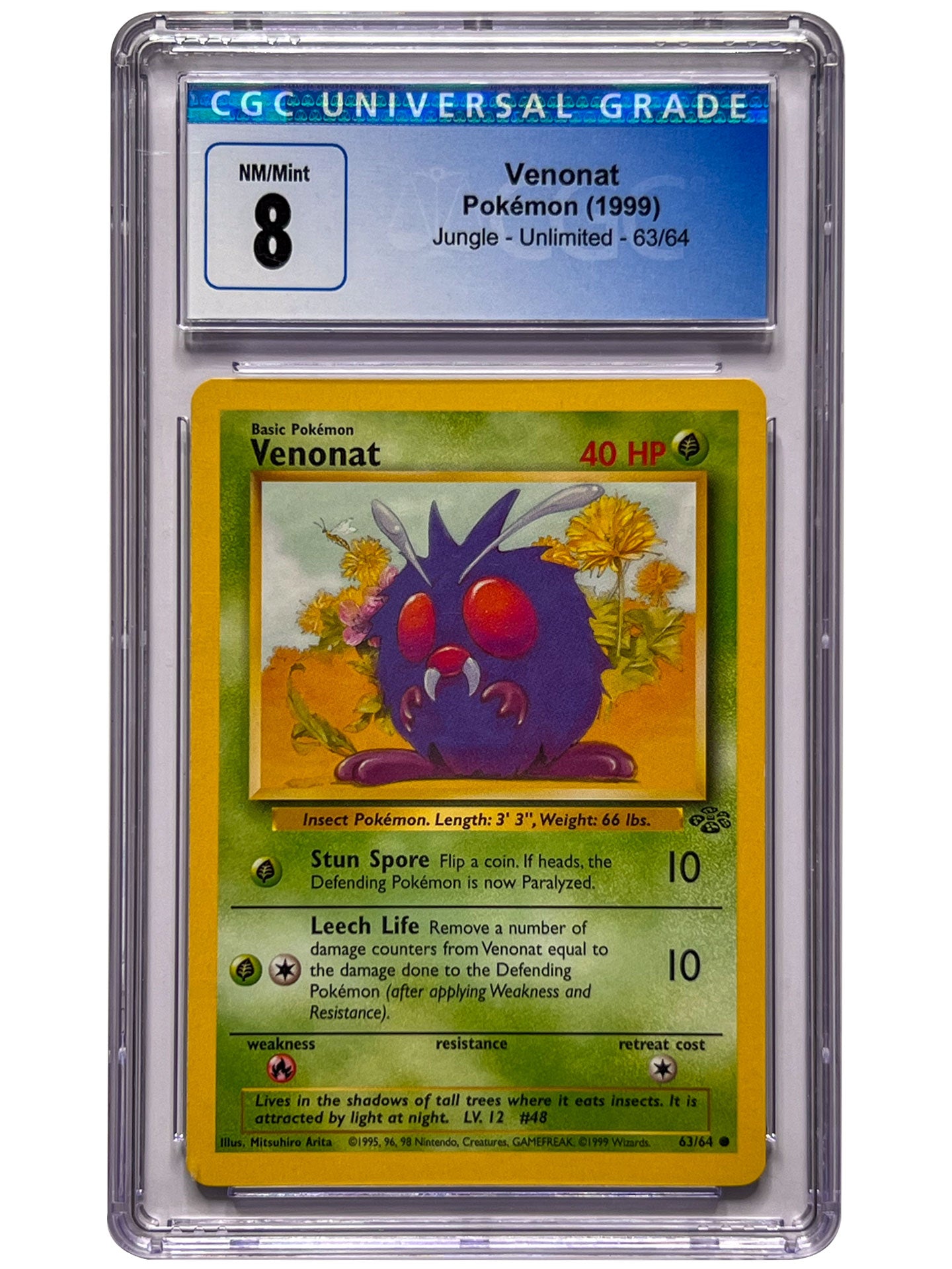 Pokemon Venonat Jungle Unlimited 1999 63/64 CGC 8