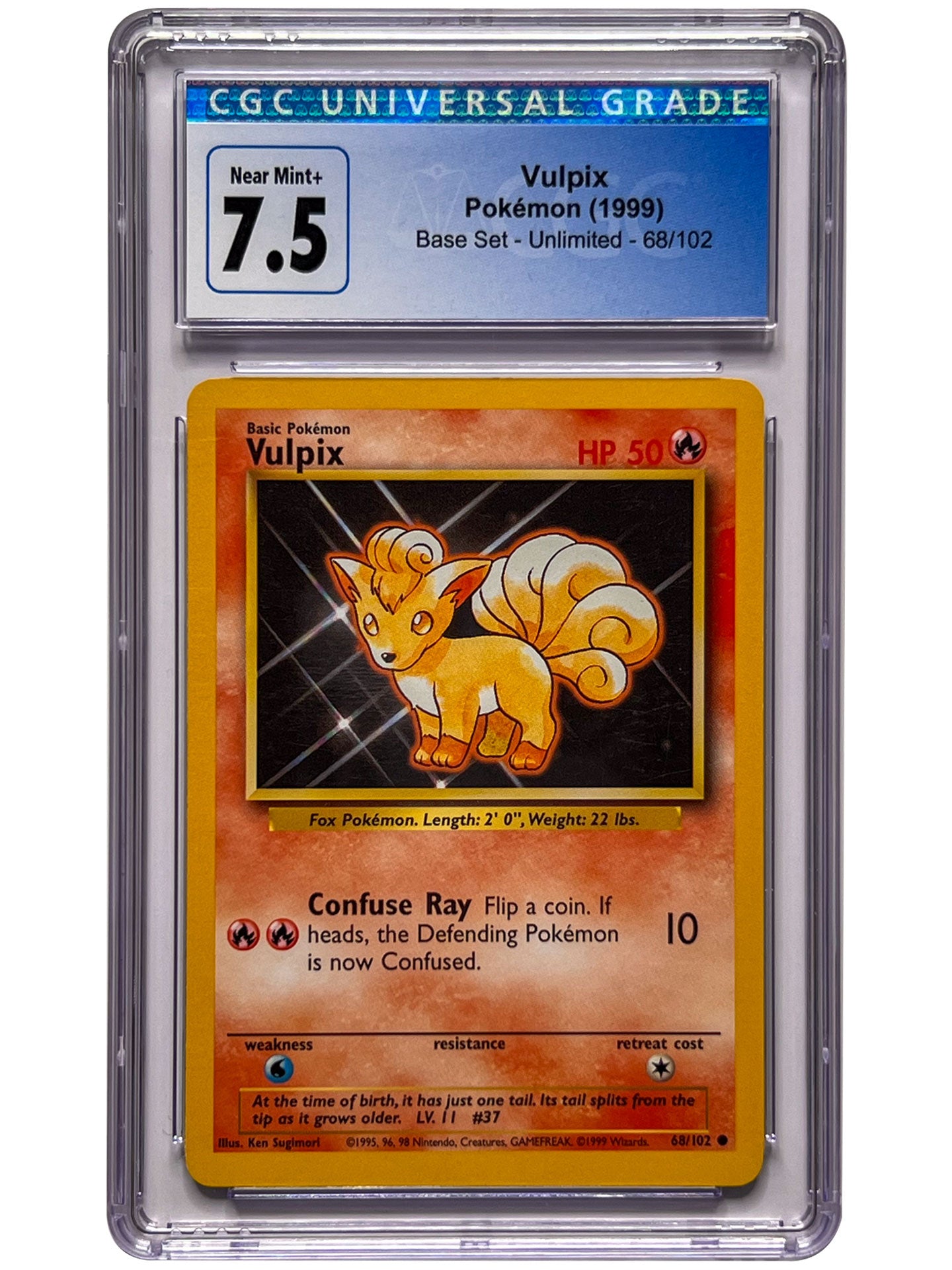 Pokemon Vulpix Base Set Unlimited 1999 68/102 CGC 7.5