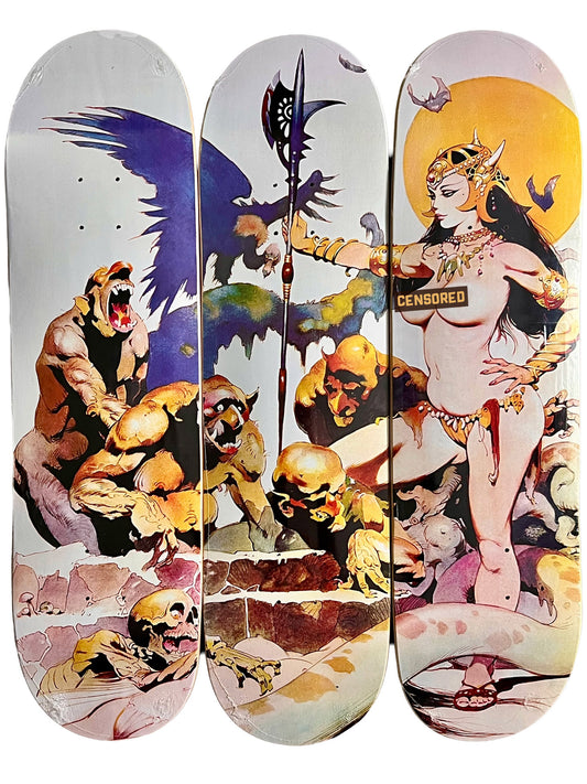 Frazetta Girls Ghoul Queen Triptych Skate Decks Set of 3 Frank Frazetta Art