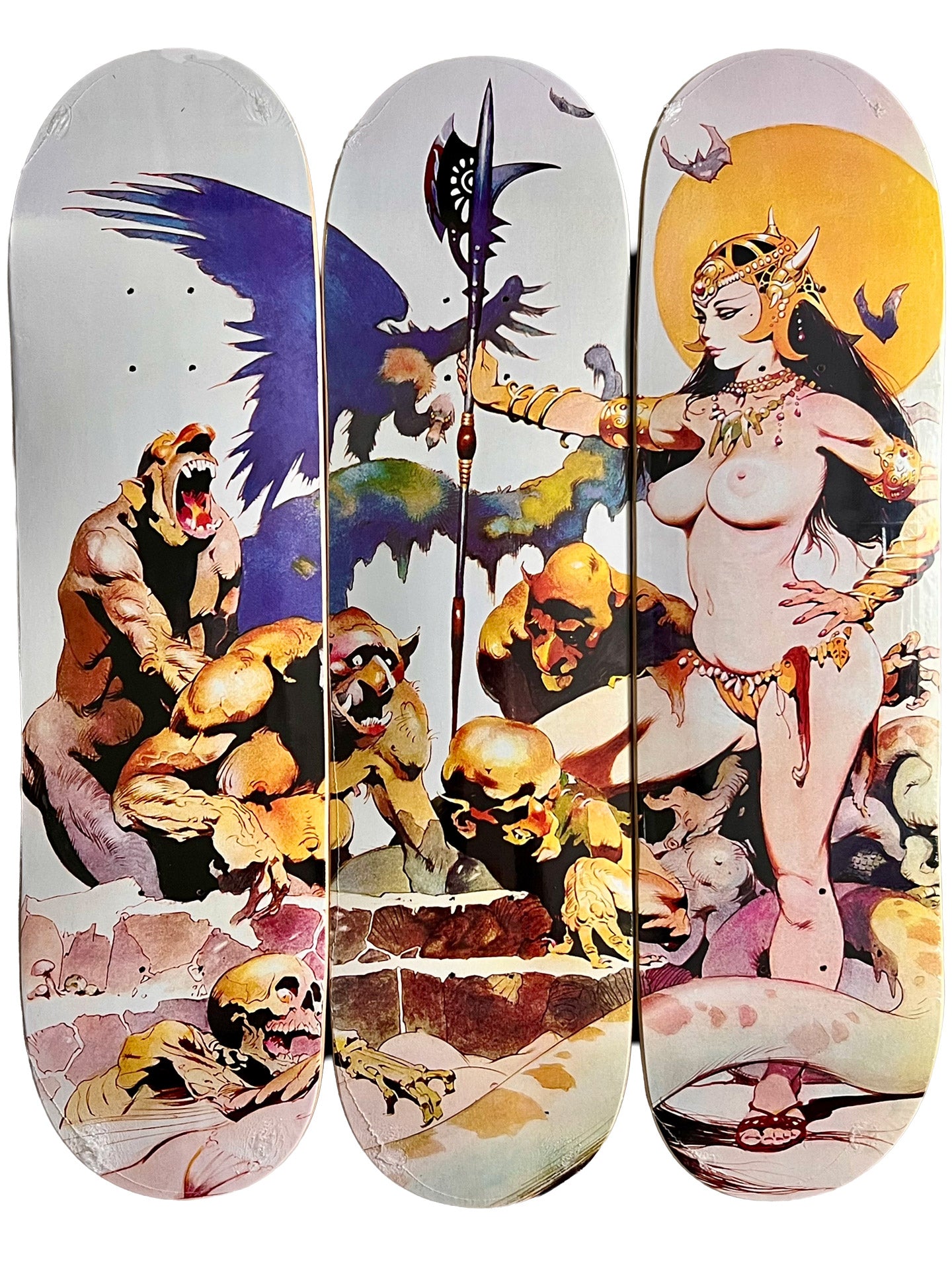 Frazetta Girls Ghoul Queen Triptych Skate Decks Set of 3 Frank Frazetta Art
