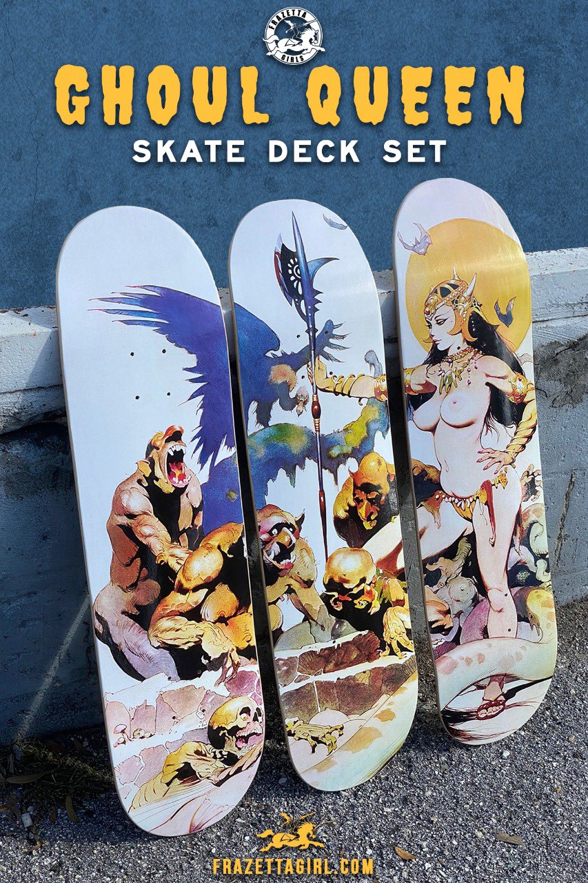 Frazetta Girls Ghoul Queen Triptych Skate Decks Set of 3 Frank Frazetta Art